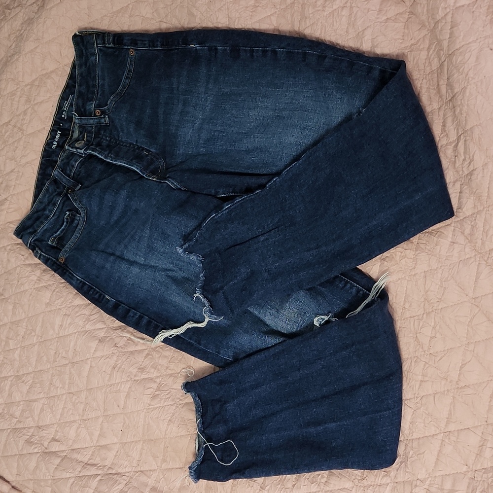 Old navy size 4 straight leg jeans high rise stretchy